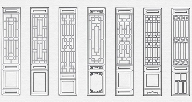 松山常用中式仿古花窗图案隔断设计图